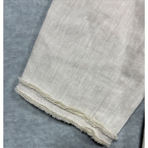 Chicos Women’s Jacket 100% Linen Beige Open Front Sz 2 L Faux Leather - Picture 5 of 6